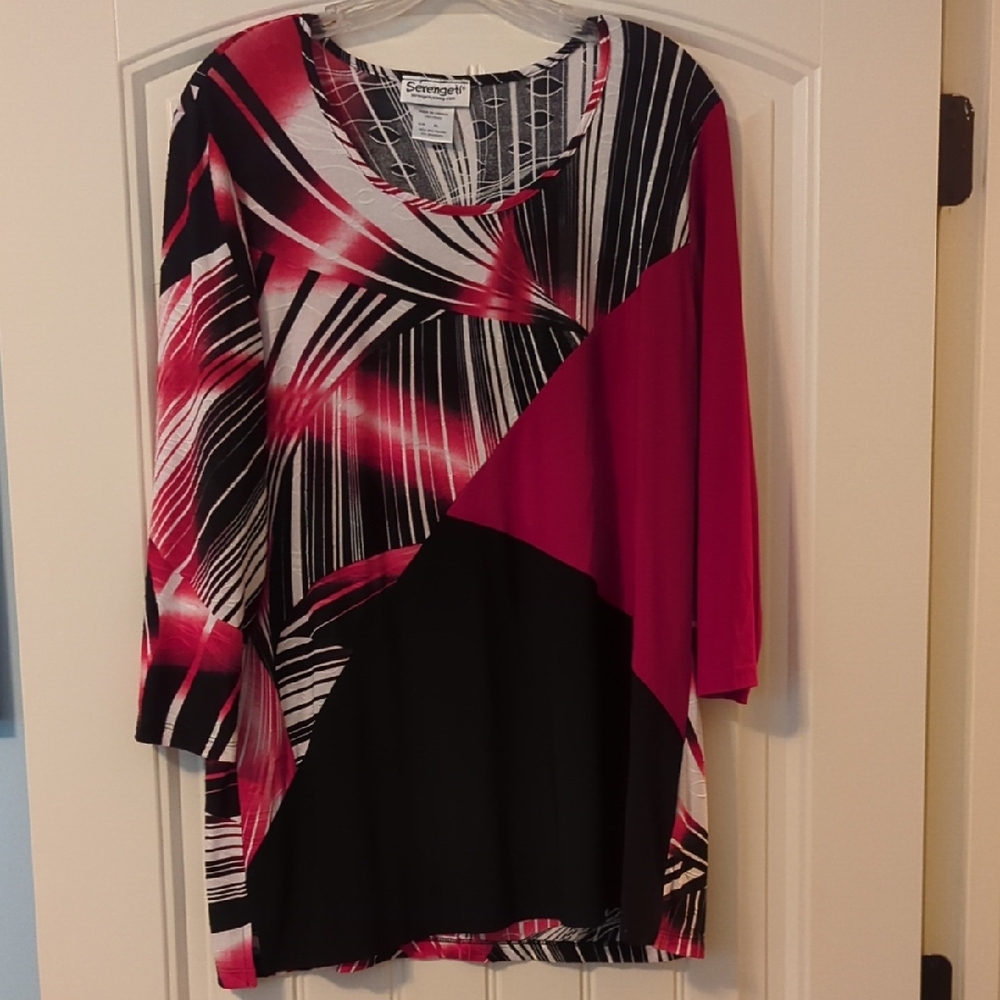 Serengeti Red and Black Geometric Top